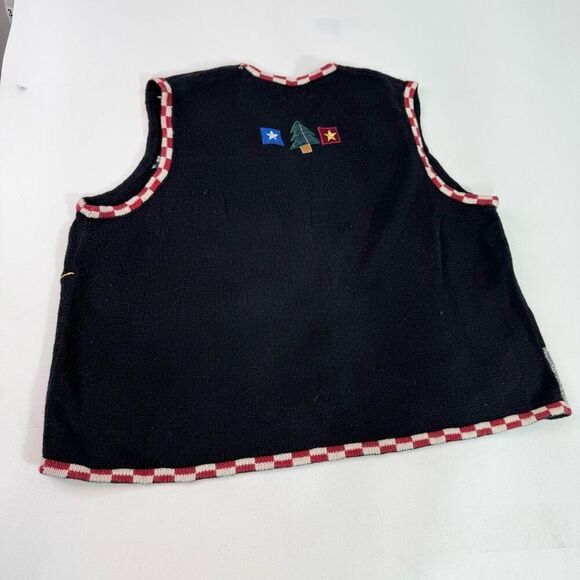 VTG Patriotic Christmas Knit Vest Designers Originals Womens 3X Embroidered USA - Picture 5 of 8